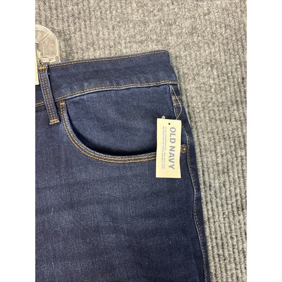 Old Navy Womens Mid Rise Kicker Boot Cut Jeans Plus Size 26 Blue Dark Wash New - Picture 5 of 10